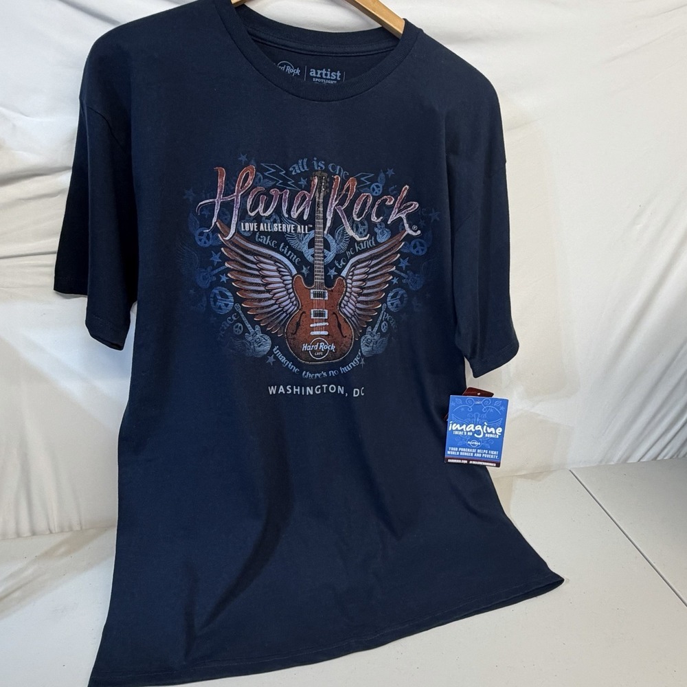 John Lennon Imagine There Is No Hunger Hard Rock Cafe Wash DC T-Shirt NWT Men L